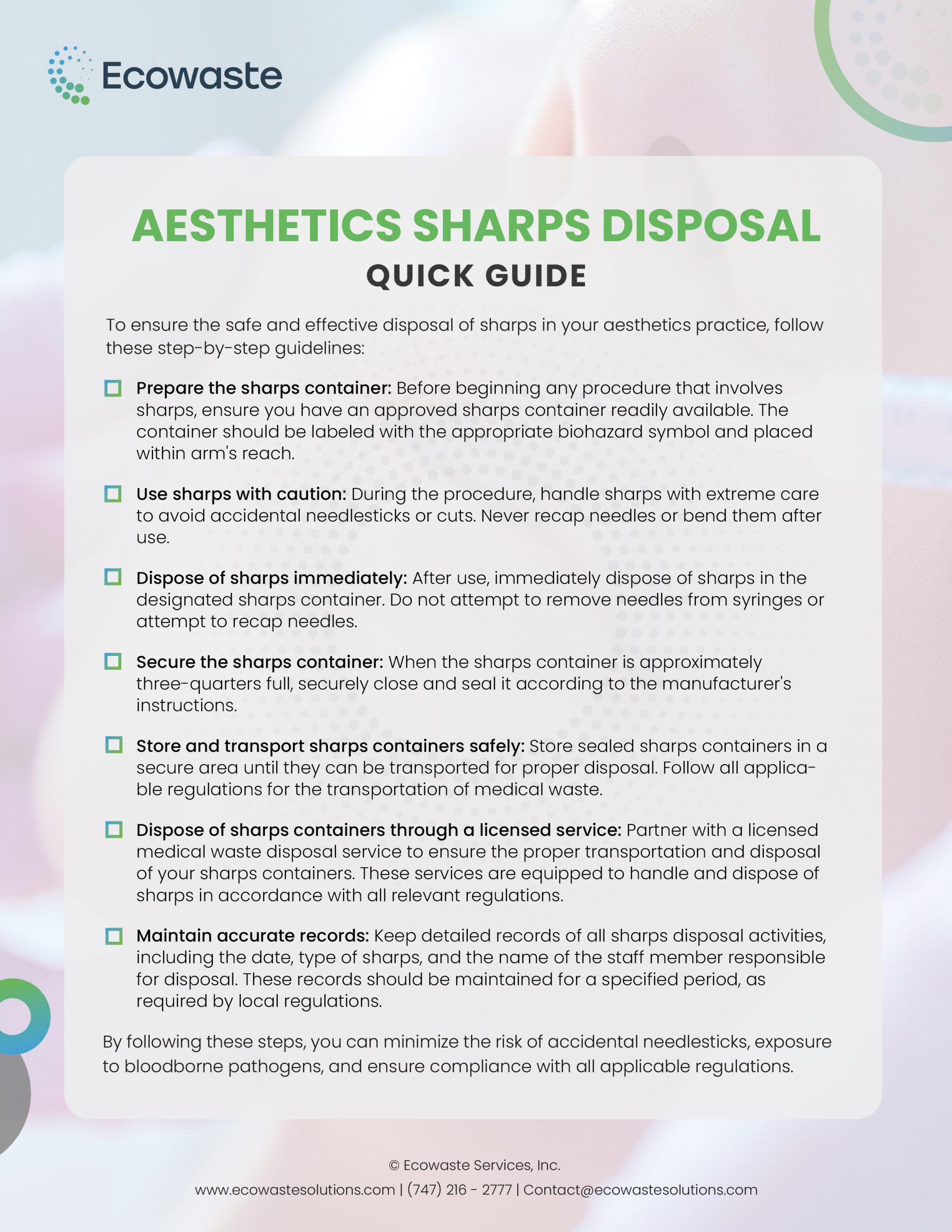 Ecowaste Aesthetics Sharps Disposal Quick Guide JPG